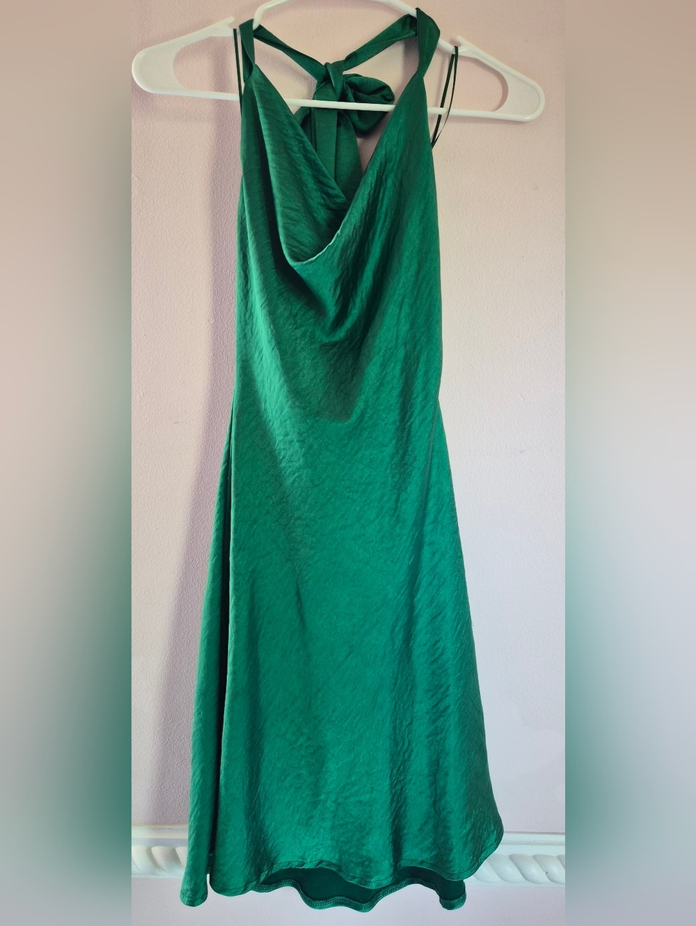 Altar'd State Emerald Green Cowl Halter Midi Dress